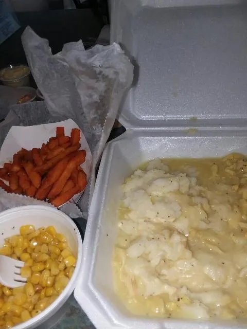 Homemade Chicken and Noodles with Sweet Potato Fries